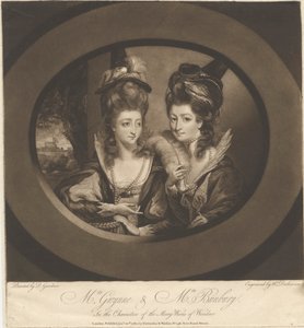 Mrs. Gwynne e Mrs. Bunbury nei personaggi delle Allegre Comari di Windsor da William Dickinson