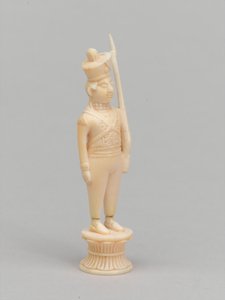 Pedone bianco, pezzo degli scacchi, India, circa 1820