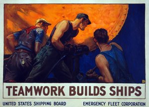 Campagna di reclutamento Teamwork Builds Ships, pub. 1917