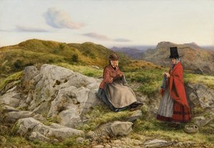 Paesaggio gallese con due donne che lavorano a maglia, 1860 da William Dyce