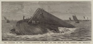La collisione nel Canale, tentativo di far saltare lo scafo della Forest, al largo di Weymouth da William Edward Atkins