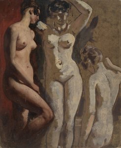 Tre nudi femminili in piedi