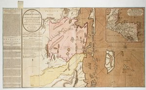 Mappa di una parte dello Yucatan o di quella parte della costa orientale nella Baia di Honduras assegnata alla Gran Bretagna per il taglio del legno, in conseguenza della convenzione firmata con la Spagna il 14 luglio 1786. Di un uomo della Baia. da William Faden