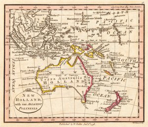Australia e Nuova Zelanda. Nuova Olanda. Mappa.