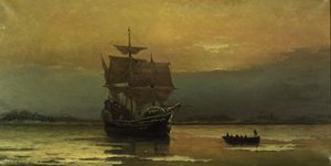 La Mayflower al suo arrivo nel porto di Plymouth, 1882 da William Formby Halsall