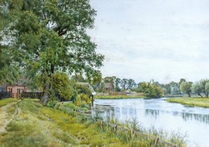 Sul fiume Ouse a Hemingford Grey, con la Manor House in lontananza da William Fraser Garden