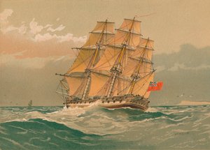 Una fregata da 38 cannoni, circa 1770, fine XIX-inizio XX secolo da William Frederick Mitchell