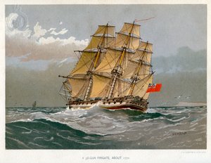Una fregata della Royal Navy da 38 cannoni, c1770 c1890-c1893 da William Frederick Mitchell