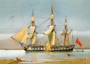 Una fregata della Royal Navy da 42 cannoni, c1780 c1890-c1893 da William Frederick Mitchell