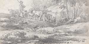 Paesaggio con figure e bestiame da William Frederick Wells