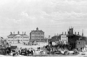 Vecchio ospedale e case di carità di Liverpool, con il circo di John Cooke in primo piano, c.1826