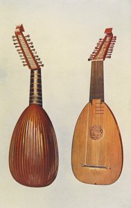Strumenti musicali: Liuto (litografia a colori)