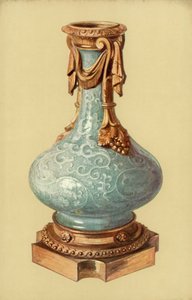 Vaso, Porcellana Celadon Cinese con Montatura in Ormolu di Luigi XVI (litografia a colori) da William Gibb