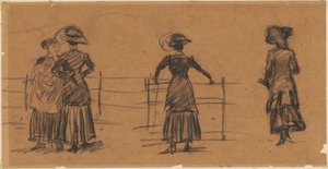 Studi di donne al parapetto del parco da William Glackens