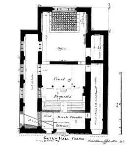 Piano della Cappella di Guildhall, King Street, Cheapside, Londra, 1819 1886 da William Griggs