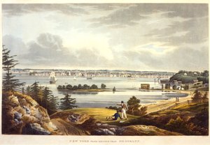 New York dalle alture vicino a Brooklyn, inciso da John Hill