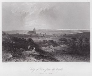Città di Ulm dalle alture (incisione) da William H. Bartlett