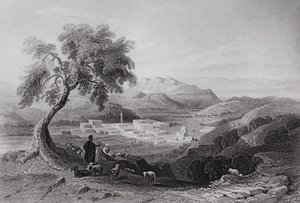 Nazareth, vista verso la Piana di Esdrelon (incisione) da William H. Bartlett