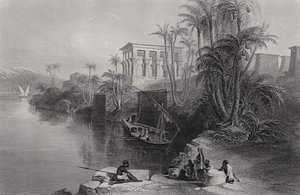 Scena sul fiume Nilo a Philoe, sopra Syene da William H. Bartlett