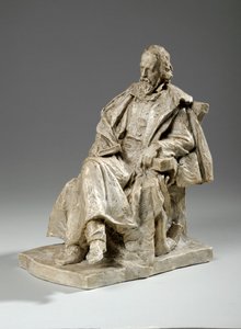 Maquette per Alfred, Lord Tennyson seduto al Trinity College, Cambridge, c.1909 da William Hamo Thornycroft