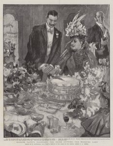 Il matrimonio di Madame Patti, la sposa taglia la torta nuziale da William Hatherell
