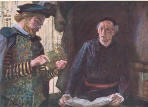 Shakespeare compra un volume a una bancarella di libri, da My Magazine da William Hatherell