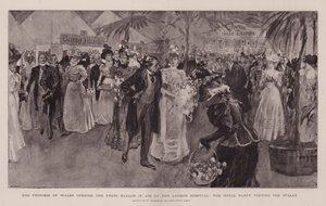 La Principessa del Galles apre il Press Bazaar a favore del London Hospital, la festa reale visita le bancarelle da William Hatherell