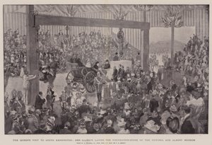 La visita della regina a South Kensington, Sua Maestà posa la prima pietra del Victoria and Albert Museum da William Hatherell