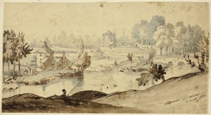 Glasnevin vicino a Dublino (recto); schizzo di costume maschile (verso) da William Heath