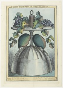 Coppa rovesciata con tappo, uva e tralci sul piede e pere sul gambo da William Heath