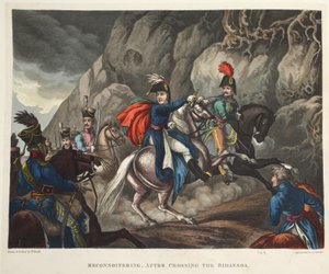 Ricognizione, dopo aver attraversato il Bidassoa, acquaforte di J.C. Stadler, pub. da Tegg, aprile 1818 da William Heath