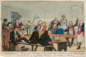 Tom e Bob in maschera, fumando una nuvola e bevendo il loro pesante bagnato da William Heath