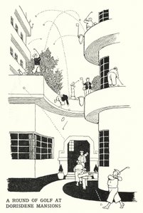 Un giro di golf a Dorisdene Mansions da William Heath Robinson
