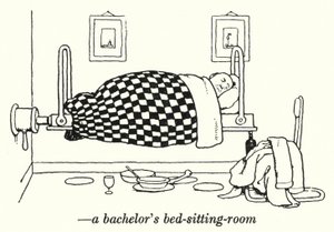 La camera da letto-soggiorno di un single da William Heath Robinson