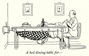 Un tavolo da pranzo a letto da William Heath Robinson