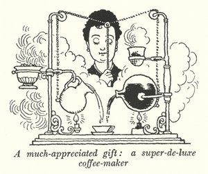 Un regalo molto apprezzato, una macchina da caffè super-de-luxe (litografia)