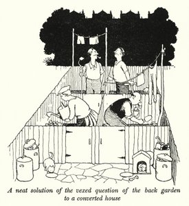 Una Soluzione Elegante alla Questione del Giardino Posteriore di una Casa Convertita da William Heath Robinson