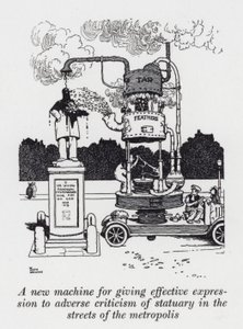 Una nuova macchina per esprimere efficacemente critiche negative sulla statuaria nelle strade della metropoli da William Heath Robinson