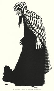 Uno straniero di passaggio lo osservava attentamente (incisione) da William Heath Robinson