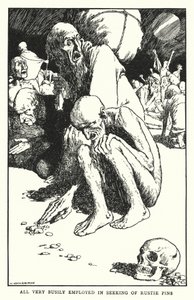Tutti molto occupati a cercare spilli arrugginiti (litografia) da William Heath Robinson