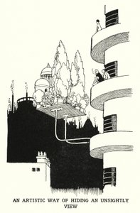 Un modo artistico per nascondere una vista sgradevole da William Heath Robinson