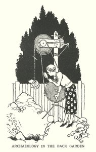 Archeologia nel giardino sul retro (litografia) da William Heath Robinson