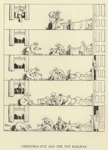 Vigilia di Natale e il trenino giocattolo da William Heath Robinson