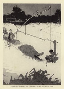 Cinematografare il coccodrillo nelle sue paludi native da William Heath Robinson