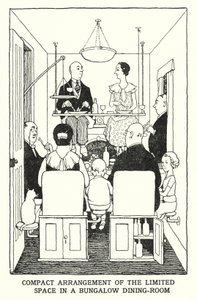 Disposizione Compatta dello Spazio Limitato in una Sala da Pranzo di un Bungalow da William Heath Robinson