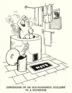 Conversione di una vecchia cucina in un bagno da William Heath Robinson