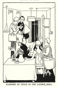 Economia di spazio nella sala lounge da William Heath Robinson