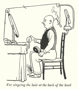 Per bruciare i capelli sulla nuca (litografia) da William Heath Robinson