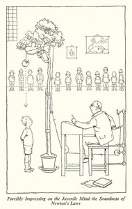 Imprimere forzatamente nella mente giovanile la solidità delle leggi di Newton da William Heath Robinson