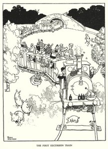 Illustrazione per Railway Ribaldry di W Heath Robinson da William Heath Robinson